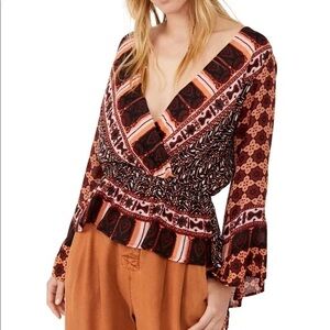 Free People Bell Sleeve Top in Boho Print | Bohemian Blouse | 70s Inspired